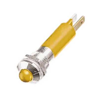 RS PRO Yellow Panel Mount Indicator 12V dc, 17mA, Solder Tab Termination, IP67, Prominent Bezel 208-100