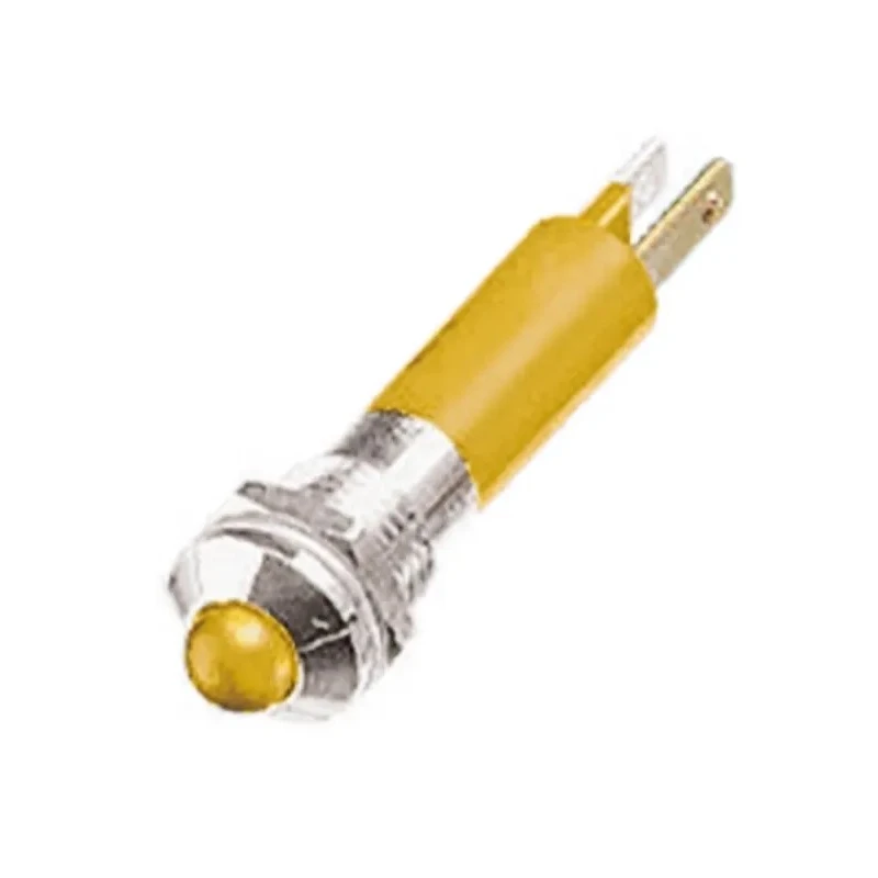 RS PRO Yellow Panel Mount Indicator 12V dc, 17mA, Solder Tab Termination, IP67, Prominent Bezel 208-100
