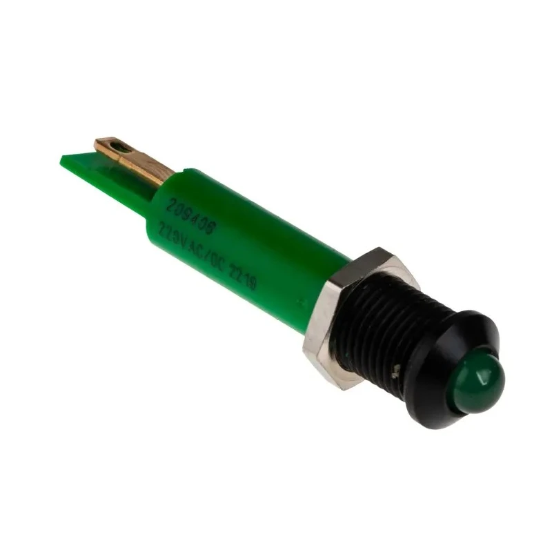 RS PRO Green Panel Mount Indicator 230V AC 3mA Prominent Bezel 40mm 209-406