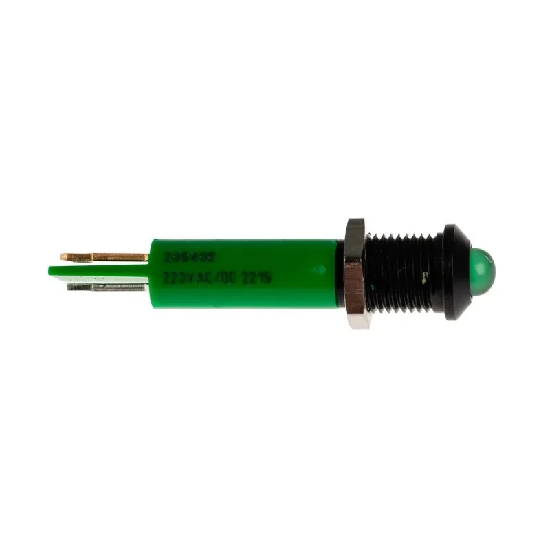RS PRO Green Panel Mount Indicator 230V AC 3mA Prominent Bezel 40mm 209-406