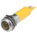 RS PRO Yellow Panel Mount Indicator 230V AC, 3mA, IP67 Rated, Silver Bezel, Prominent Design 209-585