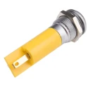 RS PRO Yellow Panel Mount Indicator 230V AC, 3mA, IP67 Rated, Silver Bezel, Prominent Design 209-585