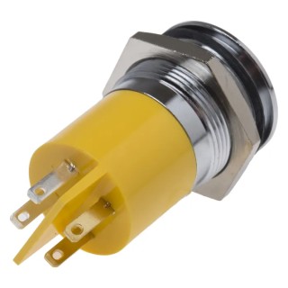 RS PRO Yellow Panel Mount Indicator 12V 20mA Solder Tab Termination Prominent Bezel 209-535