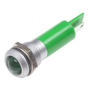 RS PRO Green Panel Mount Indicator 230V AC 3mA IP67 Prominent Bezel Silver IP67