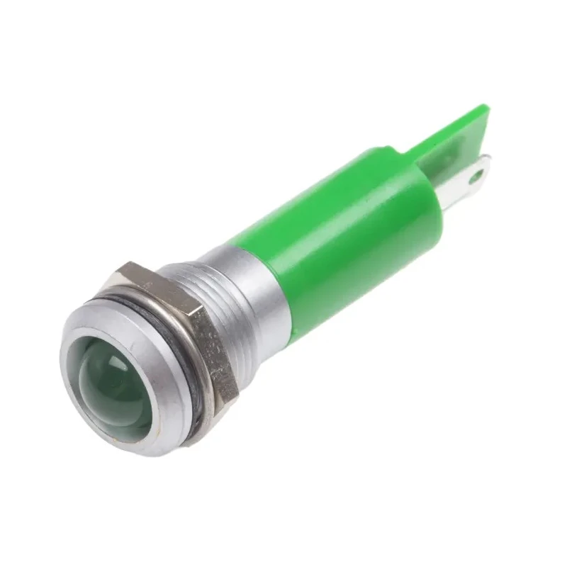 RS PRO Green Panel Mount Indicator 230V AC 3mA IP67 Prominent Bezel Silver IP67