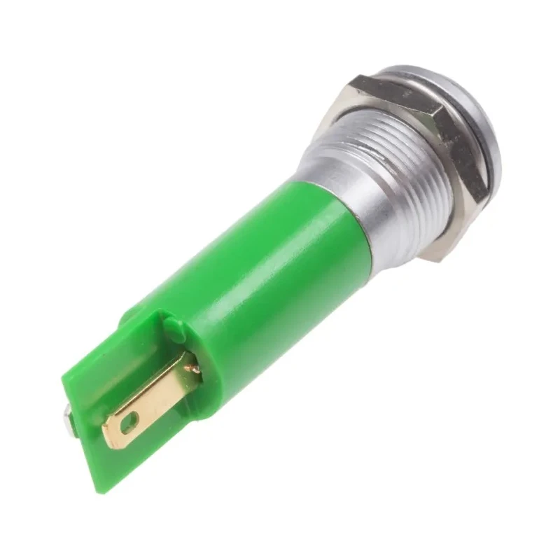 RS PRO Green Panel Mount Indicator 230V AC 3mA IP67 Prominent Bezel Silver IP67