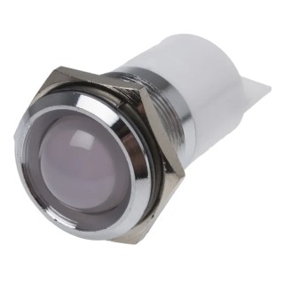 RS PRO White Panel Mount Indicator, 24 V AC/DC, 20mA, Solder Tab Termination, Prominent Bezel 209-541
