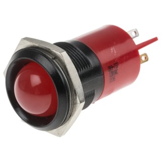 RS PRO Red Panel Mount Indicator 130V AC 6mA IP67 Black Prominent Bezel IP67