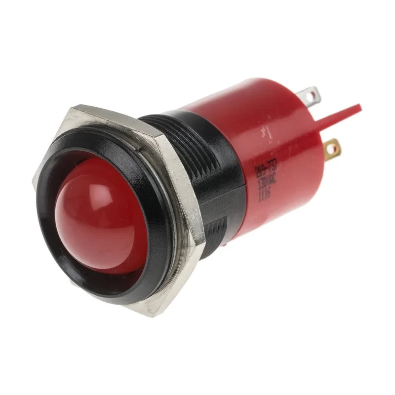 RS PRO Red Panel Mount Indicator 130V AC 6mA IP67 Black Prominent Bezel IP67