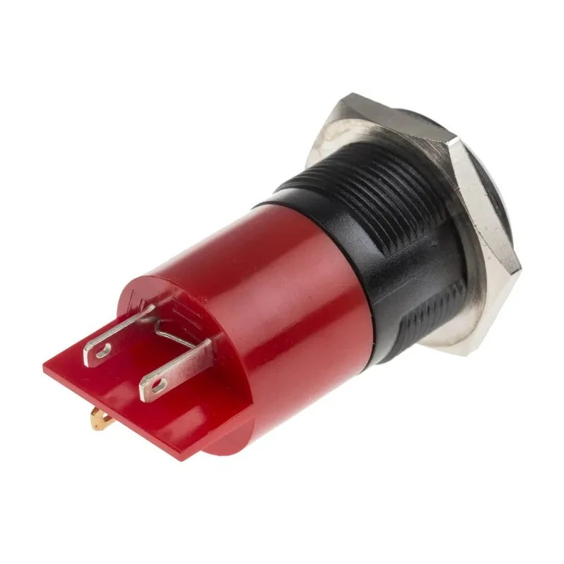 RS PRO Red Panel Mount Indicator 130V AC 6mA IP67 Black Prominent Bezel IP67