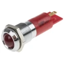 RS PRO Red Panel Mount Indicator, 12V DC, 20mA, Solder Tab Termination, Prominent Silver Bezel 209-866