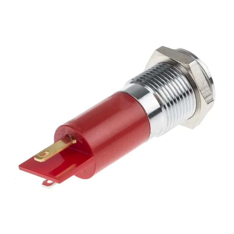 RS PRO Red Panel Mount Indicator, 12V DC, 20mA, Solder Tab Termination, Prominent Silver Bezel 209-866