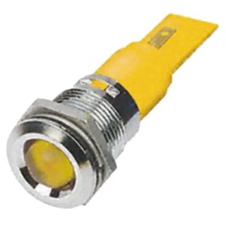 RS PRO Yellow Panel Mount Indicator 24 V AC/DC 20mA Solder Tab Termination Prominent Bezel 209-709