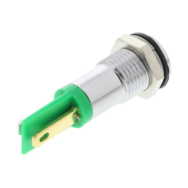 RS PRO Green Panel Mount Indicator 2V DC 20mA Flush Chrome Bezel 8mm Mount Hole 209-787