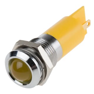RS PRO Yellow Panel Mount Indicator 24V DC 20mA Solder Tab Termination Prominent Bezel 209-888