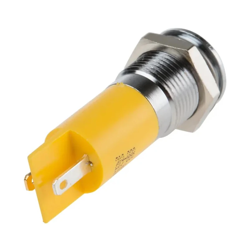 RS PRO Yellow Panel Mount Indicator 24V DC 20mA Solder Tab Termination Prominent Bezel 209-888
