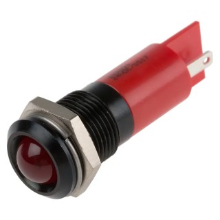 RS PRO Red Panel Mount Indicator 24V DC 20mA Solder Tab Termination Prominent Bezel 209-894