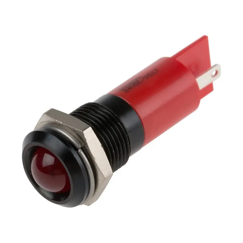 RS PRO Red Panel Mount Indicator 24V DC 20mA Solder Tab Termination Prominent Bezel 209-894