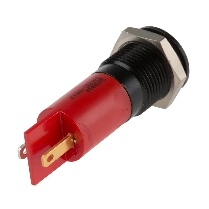 RS PRO Red Panel Mount Indicator 24V DC 20mA Solder Tab Termination Prominent Bezel 209-894