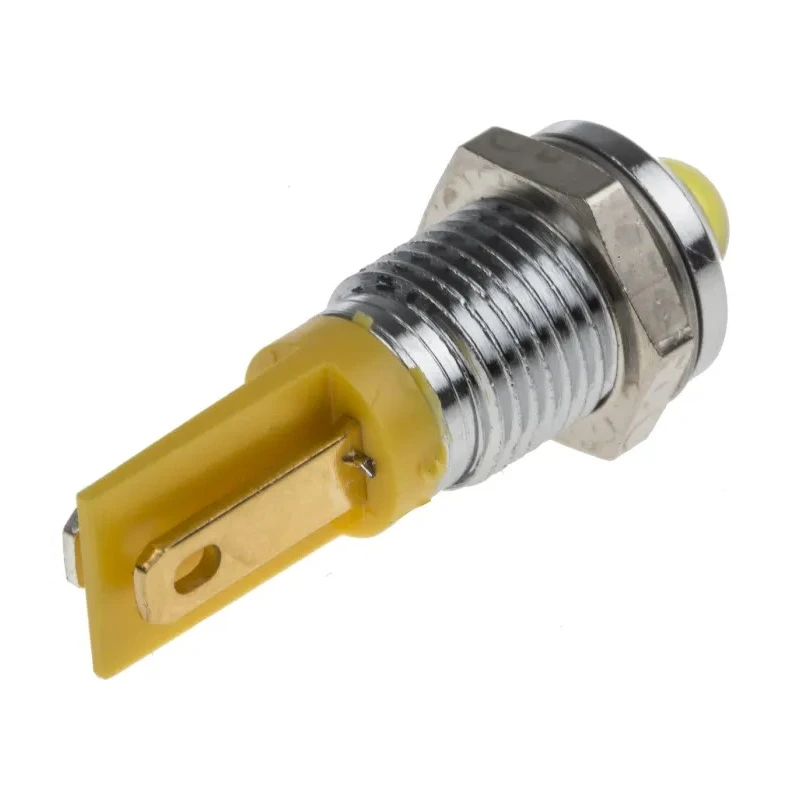 RS PRO Yellow Panel Mount Indicator 2V DC 20mA Solder Tab Termination Prominent Bezel 209-901