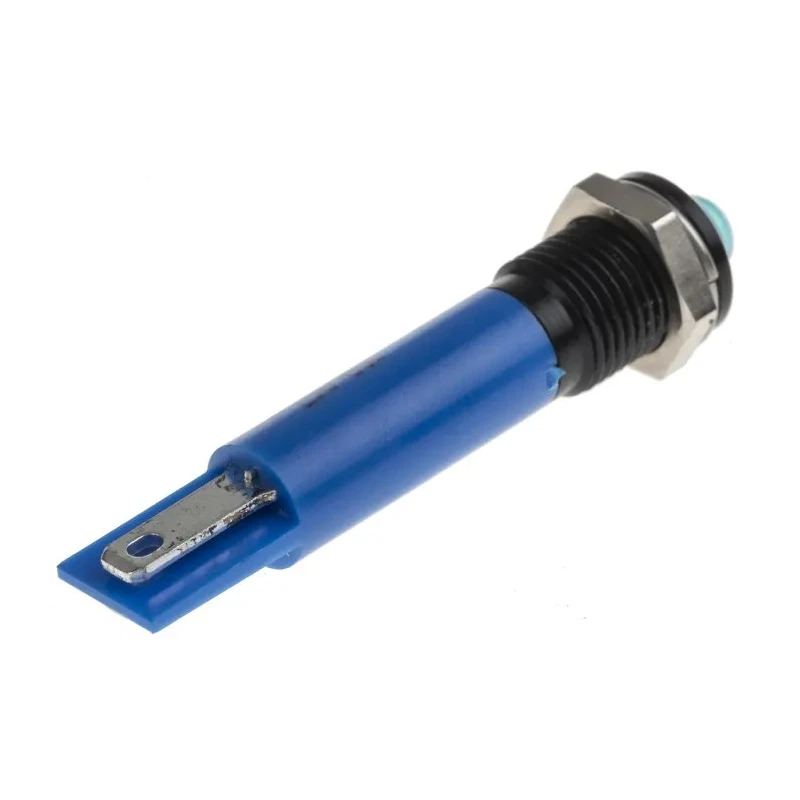 RS PRO Blue Panel Mount Indicator 12V dc 20mA Solder Tab Termination Prominent Bezel 209-967