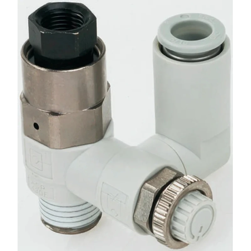 SMC ASP Series Speed Controller Inlet Male 1/4 in R R Outlet 8 mm Polybutylene Terephthalate ASP430F-F02-08S