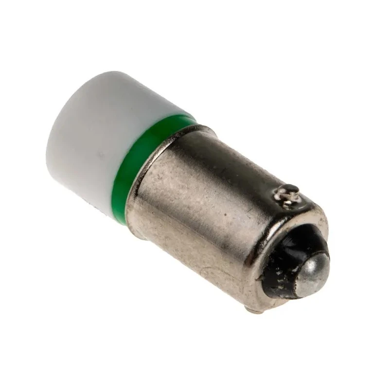 RS PRO Green Indicator Lamp Single Chip LED, BA9 Base, 10 mm Diameter, 24 mm Length, 525 nm Peak Wavelength 208-655