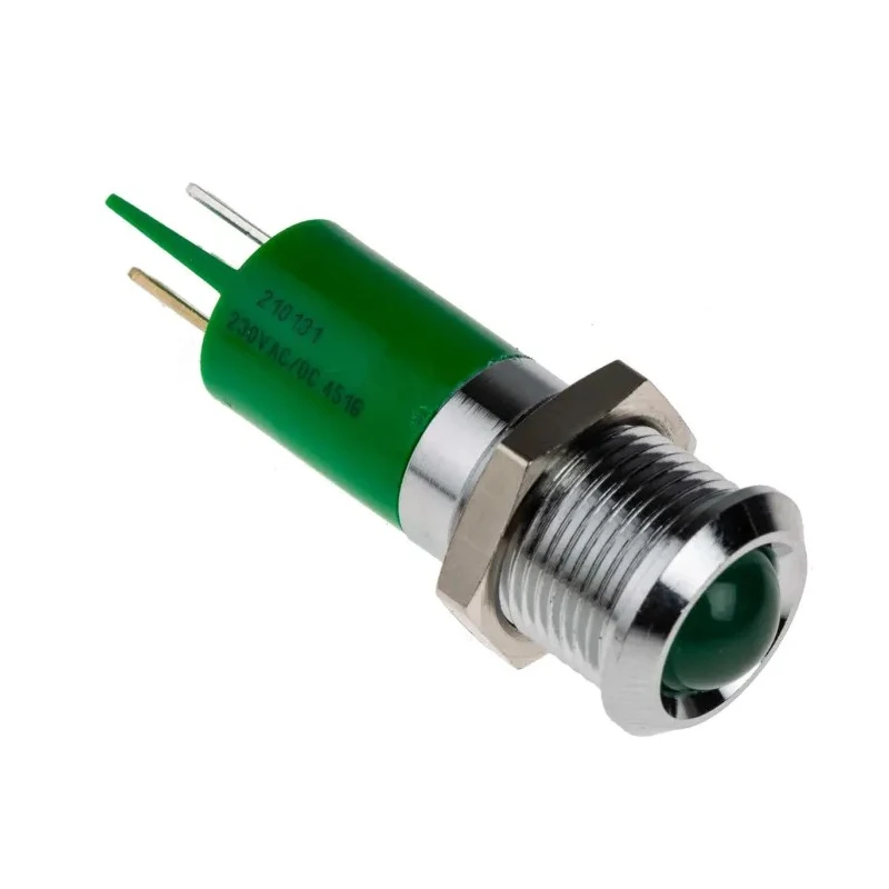 RS PRO Green Panel Mount Indicator 230V AC 3mA IP67 Prominent Bezel IP67