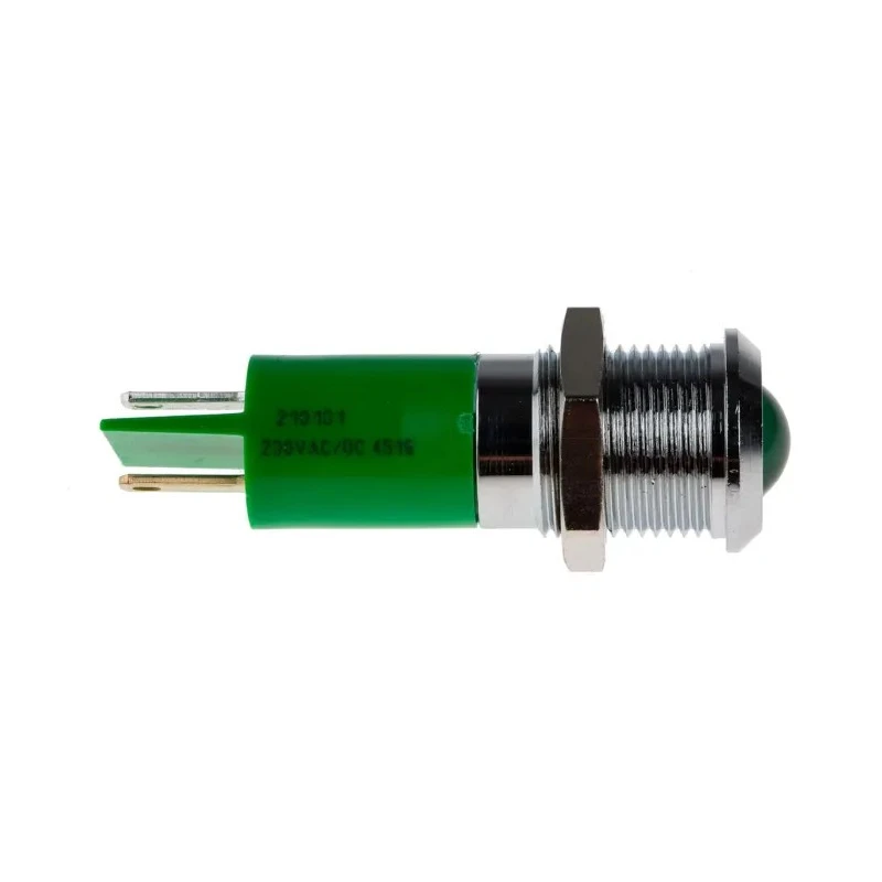 RS PRO Green Panel Mount Indicator 230V AC 3mA IP67 Prominent Bezel IP67