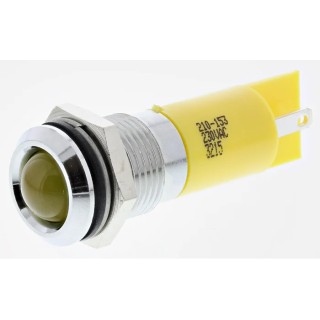 RS PRO Yellow Panel Mount Indicator 230V AC 3mA IP67 Prominent Bezel Silver IP67