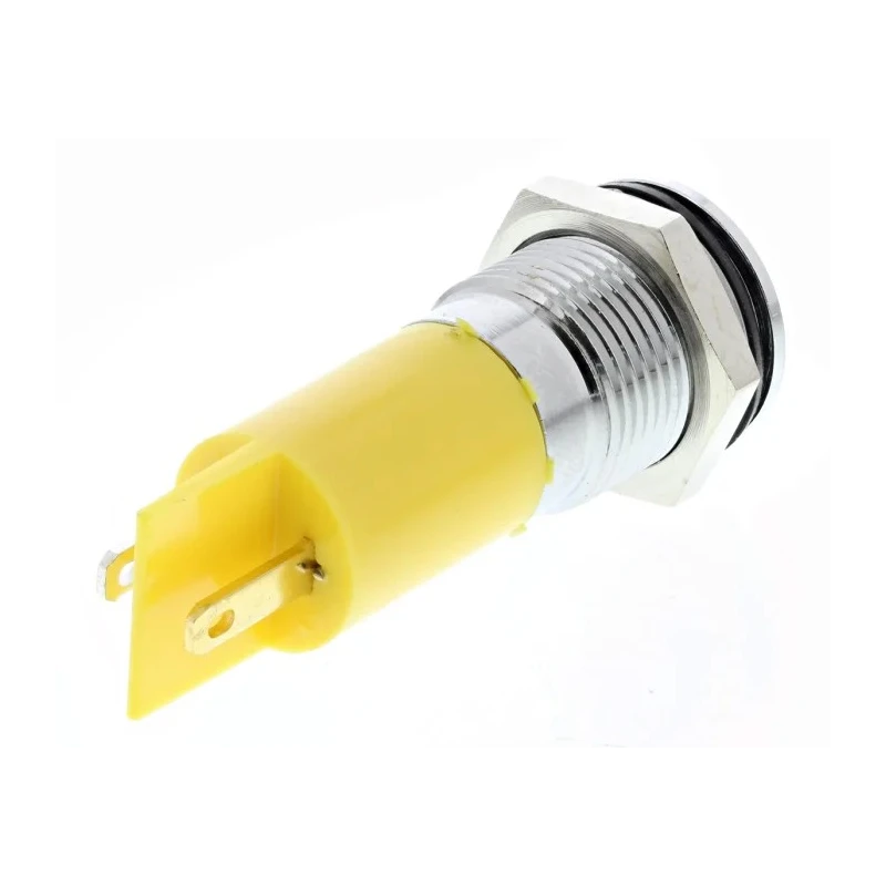 RS PRO Yellow Panel Mount Indicator 230V AC 3mA IP67 Prominent Bezel Silver IP67