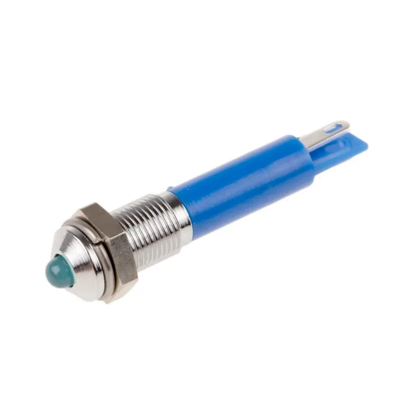 RS PRO Blue Panel Mount Indicator 12V dc 20mA Solder Tab Termination Prominent Bezel 210-232