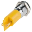 RS PRO Yellow Panel Mount Indicator 12V 20mA Solder Tab Termination Prominent Bezel 210-383
