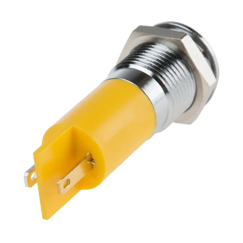 RS PRO Yellow Panel Mount Indicator 12V 20mA Solder Tab Termination Prominent Bezel 210-383