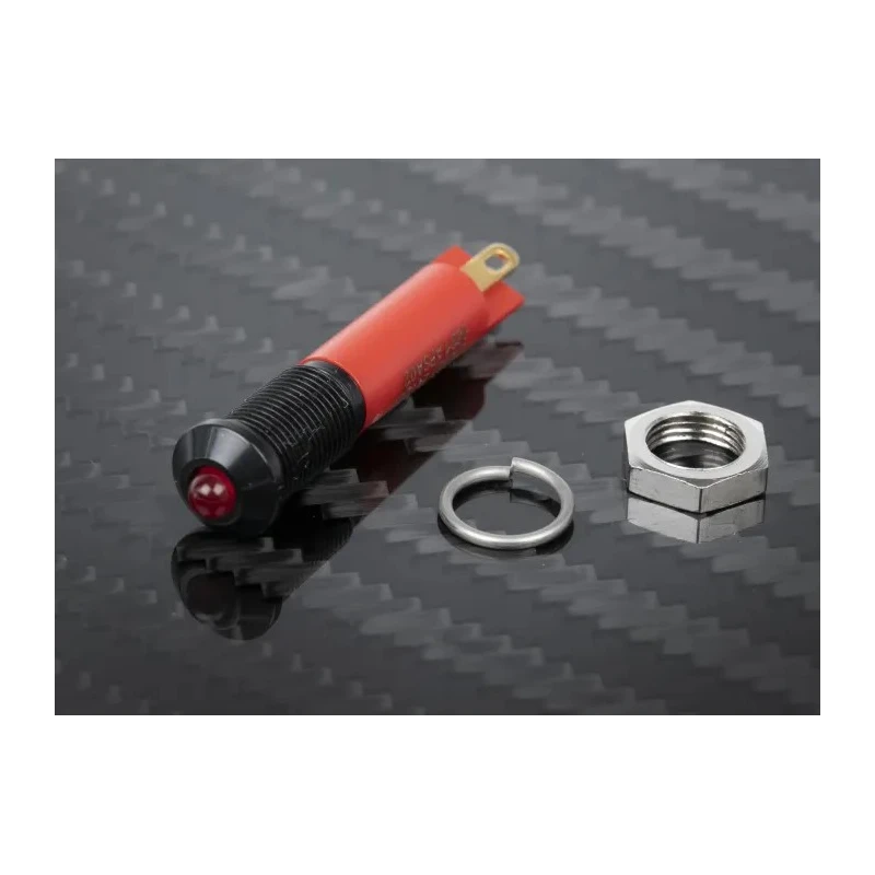 RS PRO Red Panel Mount Indicator 24V DC 20mA Solder Tab Termination Prominent Bezel 210-327