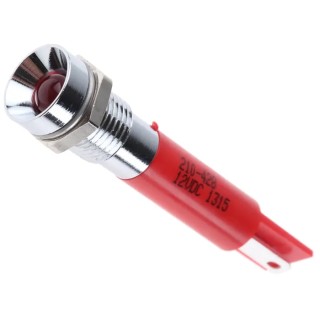 RS PRO Red Panel Mount Indicator 12V dc 20mA Solder Tab Termination Recessed 210-428