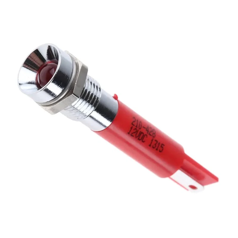 RS PRO Red Panel Mount Indicator 12V dc 20mA Solder Tab Termination Recessed 210-428