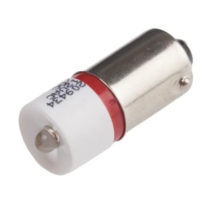 RS PRO Red Indicator Lamp Single Chip LED, 12 V AC/DC, BA9 Base, 10 mm Diameter 209-434