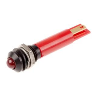 RS PRO Red Panel Mount Indicator 110V AC 6mA Solder Tab Termination Prominent Bezel 210-507
