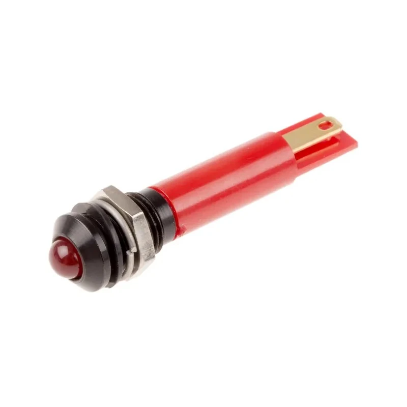 RS PRO Red Panel Mount Indicator 110V AC 6mA Solder Tab Termination Prominent Bezel 210-507