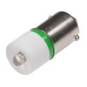 RS PRO Green Indicator Lamp Single Chip LED, BA9 Base, 10 mm Diameter, 24 mm Length, Peak Wavelength 525 nm, Model 209-440