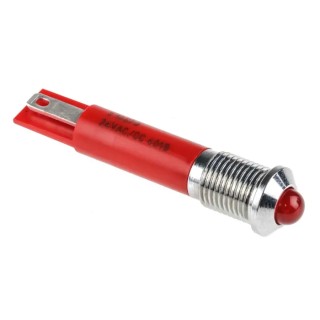 RS PRO Red Panel Mount Indicator 24V AC 20mA Silver Bezel Prominent 210-579
