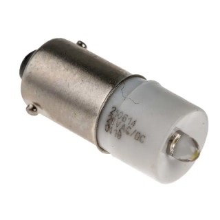 RS PRO White Indicator Lamp Single Chip, 28 V AC/DC, BA9 Base, 10 mm Diameter 210-614