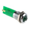 RS PRO Green Panel Mount Indicator 12V, IP67 Rated Durable LED with Prominent Silver Bezel IP67