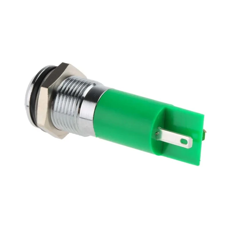 RS PRO Green Panel Mount Indicator 12V, IP67 Rated Durable LED with Prominent Silver Bezel IP67