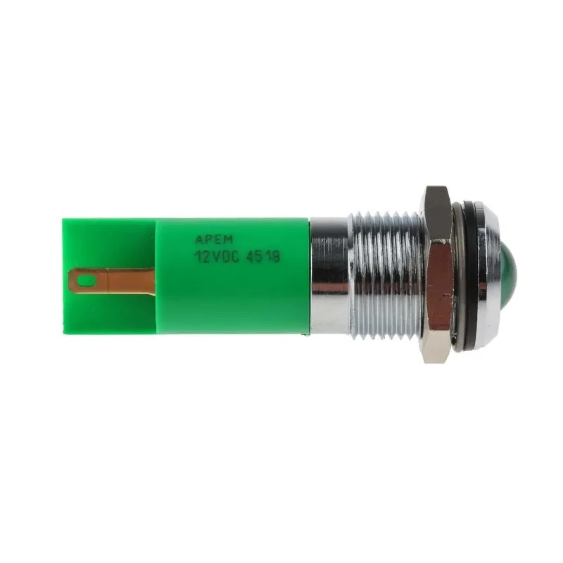 RS PRO Green Panel Mount Indicator 12V, IP67 Rated Durable LED with Prominent Silver Bezel IP67