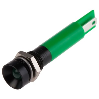 RS PRO Green Panel Mount Indicator 24V AC 20mA Solder Tab Termination Recessed 210-709