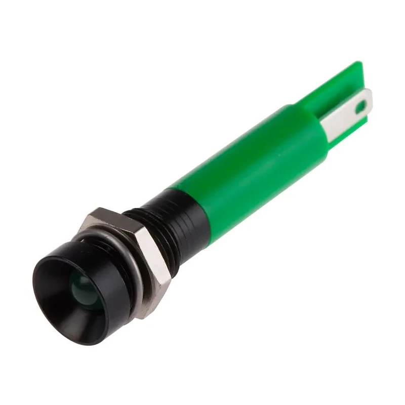 RS PRO Green Panel Mount Indicator 24V AC 20mA Solder Tab Termination Recessed 210-709