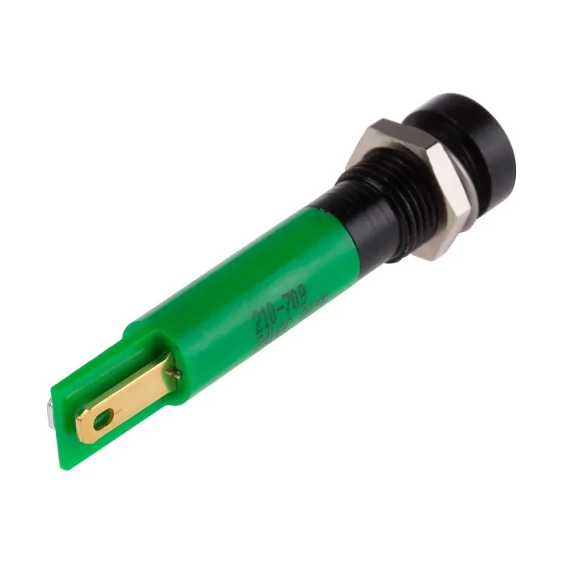 RS PRO Green Panel Mount Indicator 24V AC 20mA Solder Tab Termination Recessed 210-709