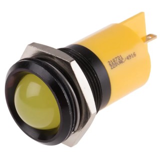 RS PRO Yellow Panel Mount Indicator 230V AC 3mA Prominent Bezel 210-721